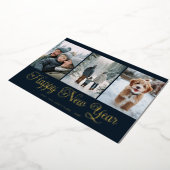 Three Photo New Year Folie Feestdagenkaart (Gedraaid)