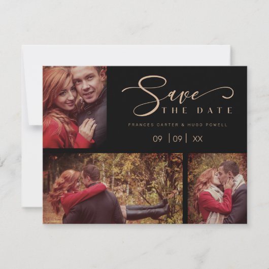 Three Photos Collage Minimalist Modern Wedding  (Voorkant)