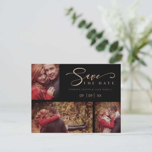 Three Photos Collage Minimalist Modern Wedding  (Staand voorkant)