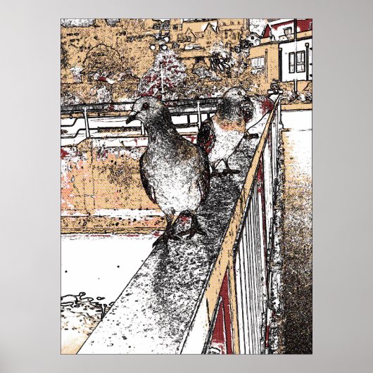 Three Pigeons beroemd gemaakt door Hythe Canal Poster (Voorkant)