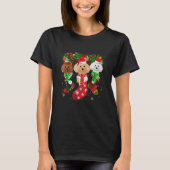 Three Poodle In Socks Christmas Santa Hat   T-shirt (Voorkant)
