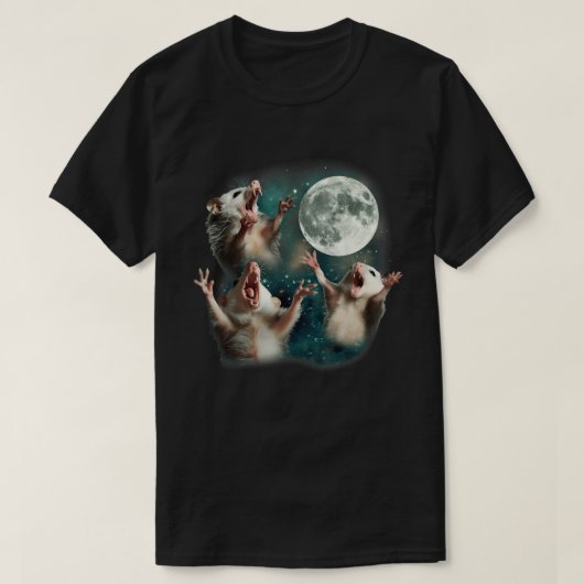 Three Possum Moon Meme T-shirt (Design voorkant)