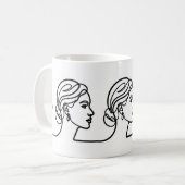 Three Profiles in One Line – Minimalistic Panorama Koffiemok (Voorkant links)