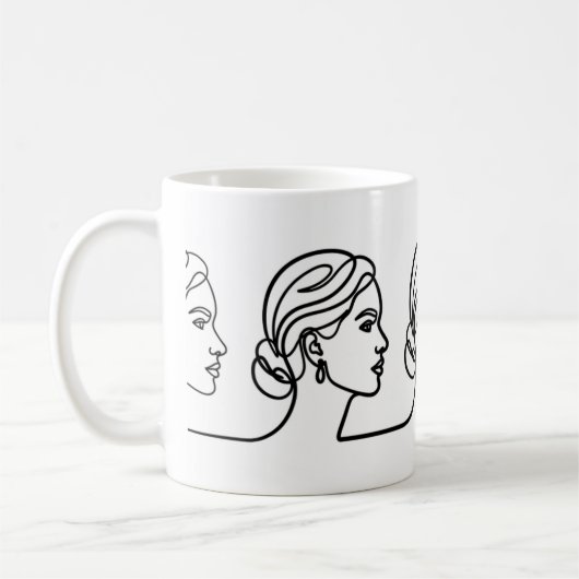 Three Profiles in One Line – Minimalistic Panorama Koffiemok (Links)