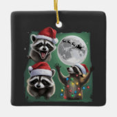 Three Raccoons With The Moon Galaxy Christmas Keramisch Ornament (Voorkant)