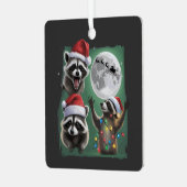 Three Raccoons With The Moon Galaxy Christmas  Metalen Ornament (Voorkant links)