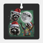 Three Raccoons With The Moon Galaxy Christmas  Metalen Ornament (Voorkant)
