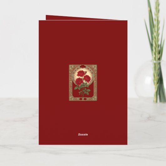 Three Red Roses Art Nouveau Style Kaart (Achterkant)
