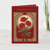 Three Red Roses Art Nouveau Style Kaart (Voorkant)