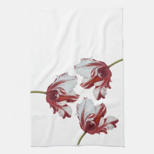 Three Red Tulips Theedoek (Verticaal)