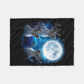 Three Reindeer Howling At The Moon Merry Christmas Fleece Deken (Voorkant (Horizontaal))