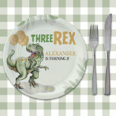 Three Rex - Birthday Boy 3rd with Dinosaur Theme Papieren Bordje