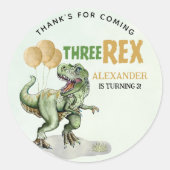 Three Rex - Birthday Boy 3rd with Dinosaur Theme Ronde Sticker (Voorkant)