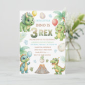 Three-Rex Birthday Invitation with Maze Invitation Kaart (Staand voorkant)