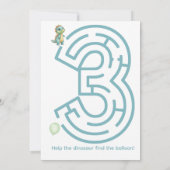 Three-Rex Birthday Invitation with Maze Invitation Kaart (Achterkant)