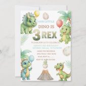 Three-Rex Birthday Invitation with Maze Invitation Kaart (Voorkant)