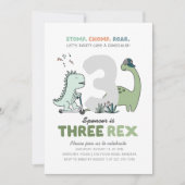 Three Rex Birthday Party Invitation Kaart (Voorkant)
