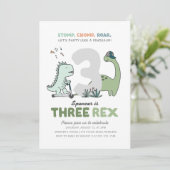 Three Rex Birthday Party Invitation Kaart (Staand voorkant)
