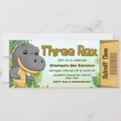 Three Rex Boy 3rd Birthday Ticket Kaart (Voorkant)