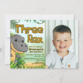 Three Rex Boy 3rd Birthday with Photo Kaart (Voorkant)