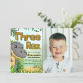 Three Rex Boy 3rd Birthday with Photo Kaart (Staand voorkant)