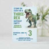 Three-Rex Boys 3rd Verjaardagsfeest Kaart (Staand voorkant)