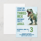 Three-Rex Boys 3rd Verjaardagsfeest Kaart (Voorkant / Achterkant)