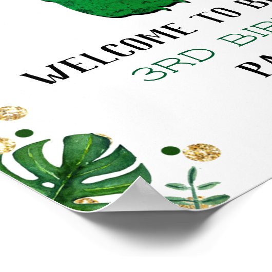 Three-Rex Dinosaur 3rd Birthday Welkom Poster (Hoek)