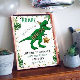 Three-Rex Dinosaur 3rd Birthday Welkom Poster