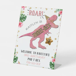 Three-Rex Dinosaur 3rd Birthday Welkom Reclamebord Met Voetstuk
