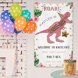 Three-Rex Dinosaur 3rd Birthday Welkom Spandoek
