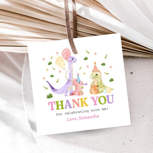 Three Rex Dinosaur Birthday Bedankjes Labels