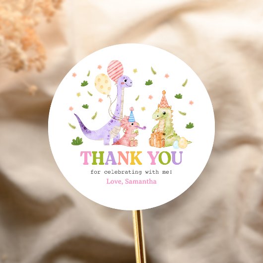 Three Rex Dinosaur Birthday Ronde Sticker