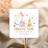 Three Rex Dinosaur Birthday Vierkante Sticker