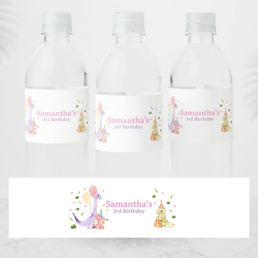 Three Rex Dinosaur Birthday Waterfles Etiket