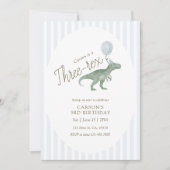 Three Rex Dinosaur Third Birthday Invitation Kaart (Voorkant)