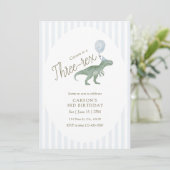 Three Rex Dinosaur Third Birthday Invitation Kaart (Staand voorkant)