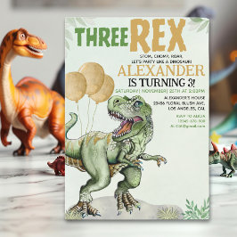 Three Rex - Funny Birthday 3rd Boy Dinosaur Kaart