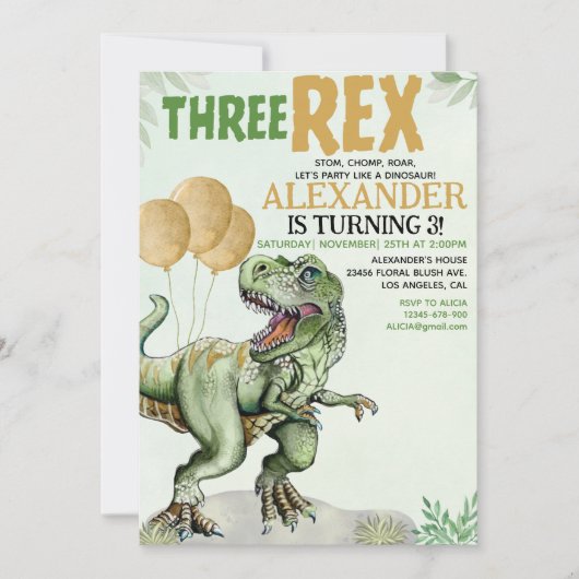 Three Rex - Funny Birthday 3rd Boy Dinosaur Kaart (Voorkant)
