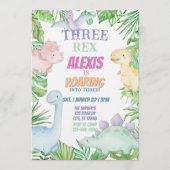 Three Rex, Pastel Dinosaur 3rd Birthday Kaart (Voorkant)