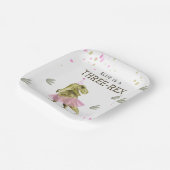 Three Rex & Pink Tutu Birthday Party Paper Plate Papieren Bordje (Gebogen)