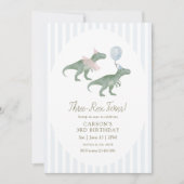 Three-Rex Twins Birthday Invitation Kaart (Voorkant)