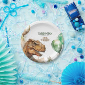 Three-Rex - Tyronasaurus Dinosaur Birthday Party Papieren Bordje (Feest)