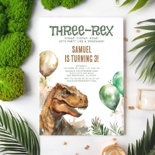 Three-Rex - Tyronasaurus Dinosaur Boy Birthday Kaart