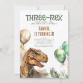 Three-Rex - Tyronasaurus Dinosaur Boy Birthday Kaart (Voorkant)