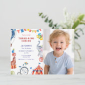 Three Ring Circus 3rd Birthday Carnival Photo Kaart (Staand voorkant)