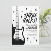 Three Rocks Gitaar Rock en Roll 3e verjaardag Kaart (Staand voorkant)
