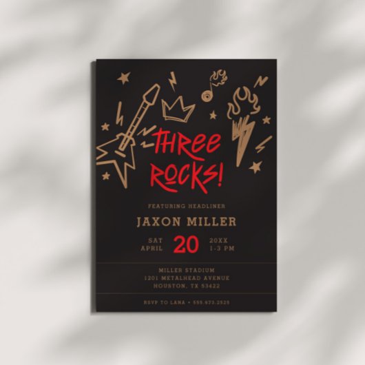 Three Rocks Kinderen Metal Rock N Roll 3e verjaard Kaart