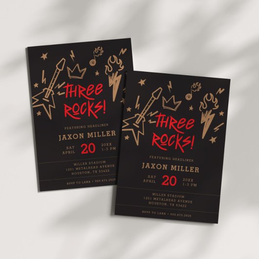 Three Rocks Kinderen Metal Rock N Roll 3e verjaard Kaart