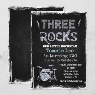 Three Rocks Rockstar Drumstel 3e Verjaardag  Kaart